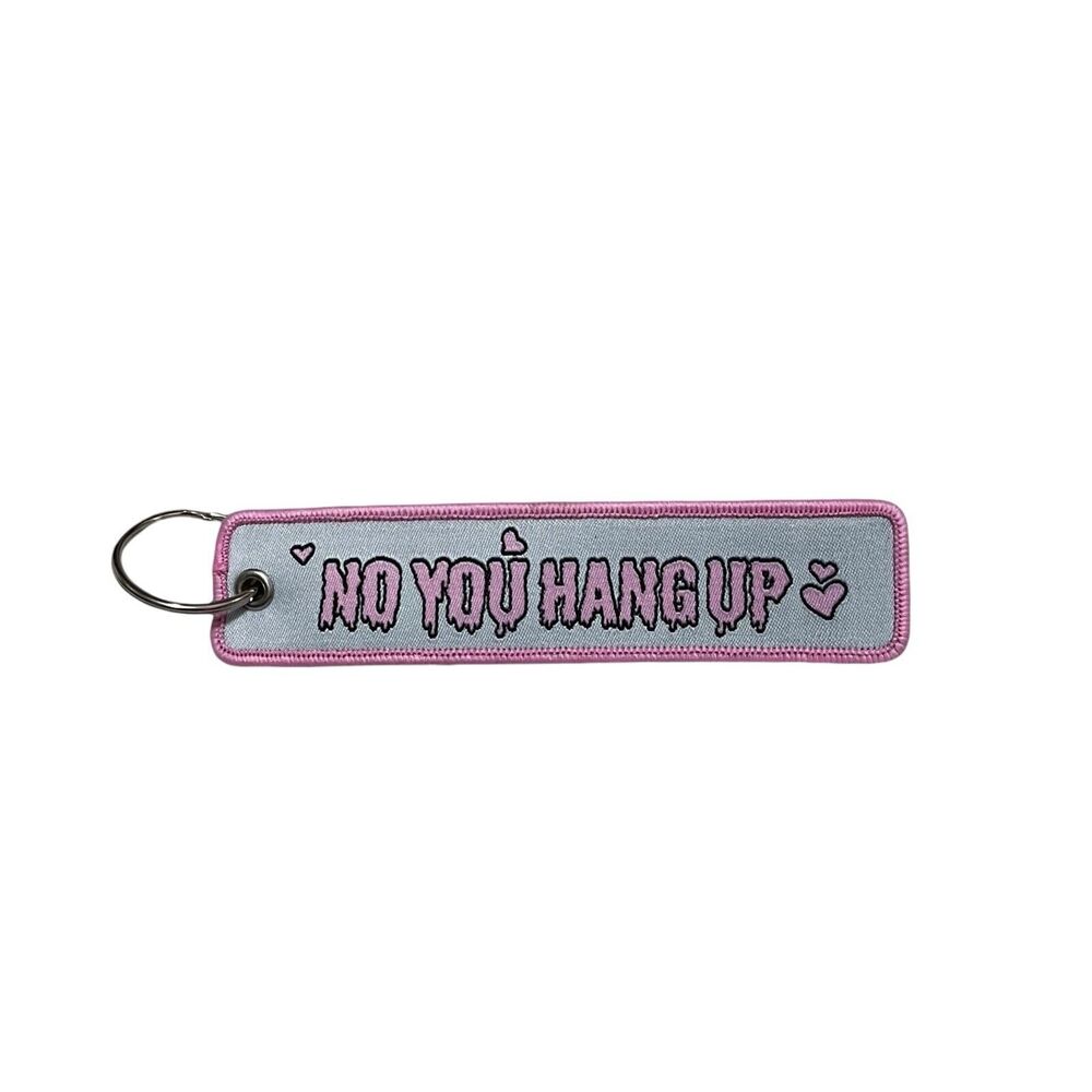 Scream Horror Movie Pink "No You Hang Up" Embroidered Keychain